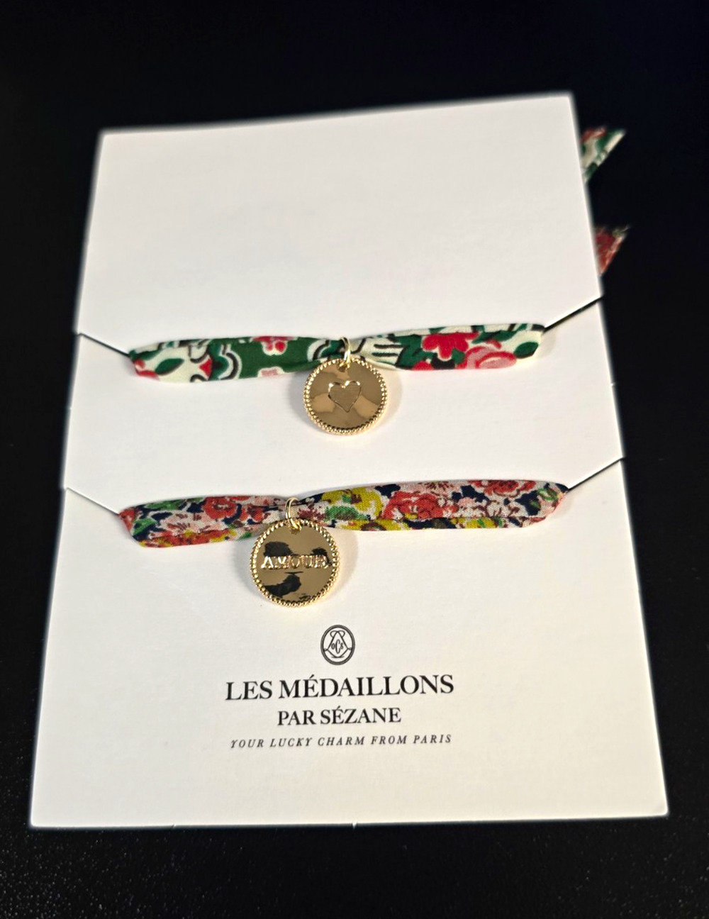 Set of Two Sézane Floral Liberty Fabric Ribbon Bracelets New with Tags